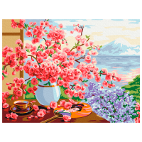 Pictură pe numere BrushMe Natură statică în stil japonez RBS51595FC 40 x 30 cm, Pânză
