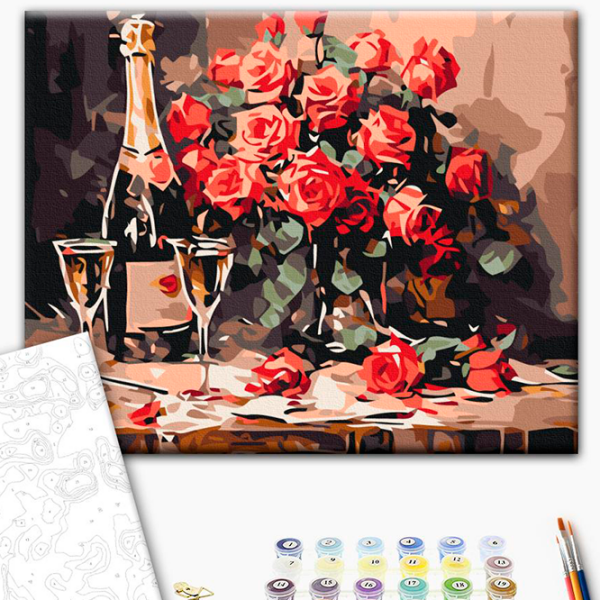 Pictură pe numere BrushMe Șampanie pentru doi RBS53882FC 40 x 30 cm, Pânză photo 2