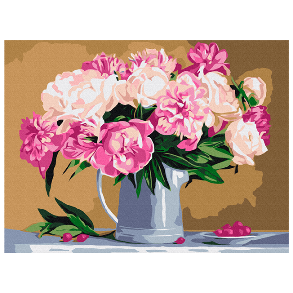 Картина по номерам BrushMe Натюрморт с пионами RBS29775FC 40 x 30 cm, Ткань photo 1