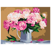 Pictură pe numere BrushMe Natură statică cu bujori RBS29775FC 40 x 30 cm, Pânză