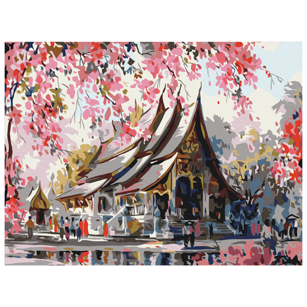 Pictură pe numere BrushMe Templu thailandez RBS3259FC 40 x 30 cm, Pânză photo 1