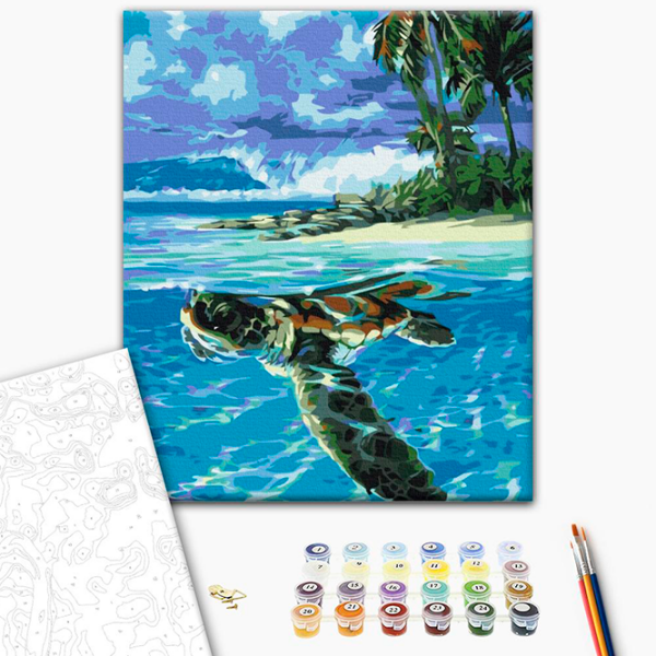 Pictură pe numere BrushMe Țestoasa tropicală BS51422FC 50 x 40 cm, Pânză photo 2