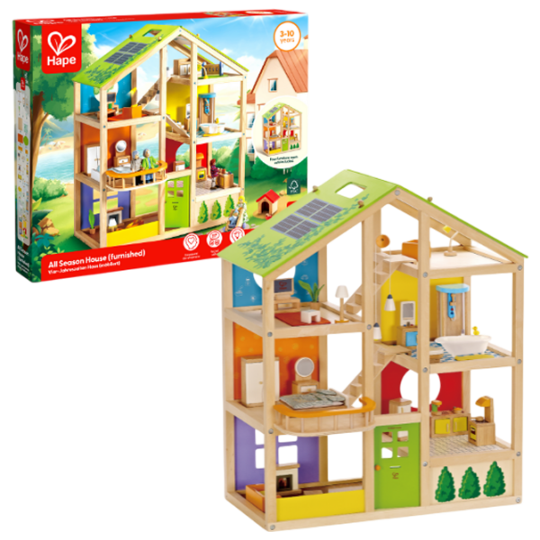 Căsuță pentru păpuși Hape All Season House accesorii pentru păpuși E3401 3+ photo 1