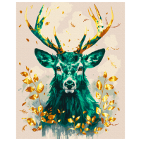 Pictură pe numere BrushMe Coronă smarald a pădurii cu culori metalizate BS54121FC 50 x 40 cm, Pânză