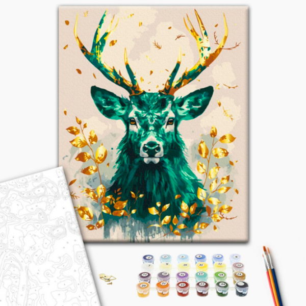 Pictură pe numere BrushMe Coronă smarald a pădurii cu culori metalizate BS54121FC 50 x 40 cm, Pânză photo 3