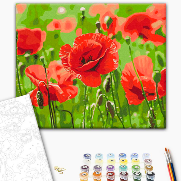 Pictură pe numere BrushMe Maci roșii BS53703FC 50 x 40 cm, Pânză photo 2