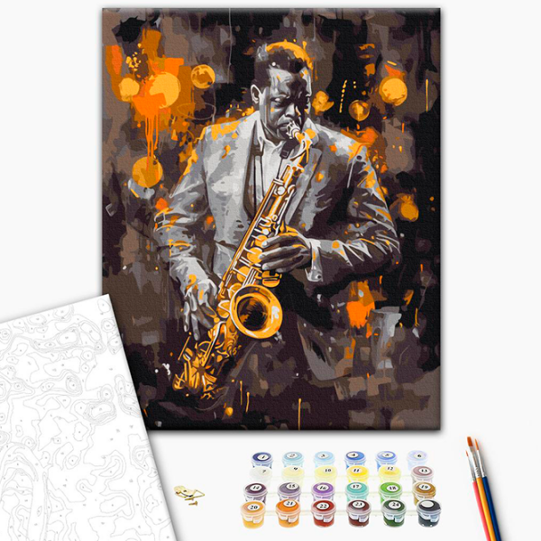 Pictură pe numere BrushMe Lumea jazzului BS54070FC 50 x 40 cm, Pânză photo 3