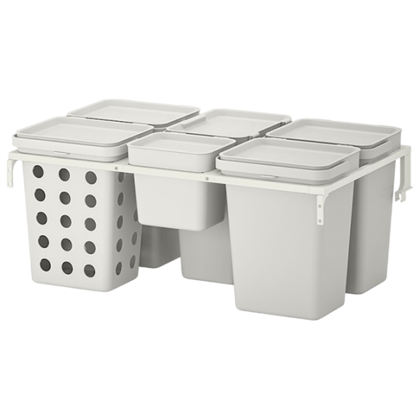 Set de sortare a deșeurilor Ikea Hallbar Gray Plastic, 53l photo 1