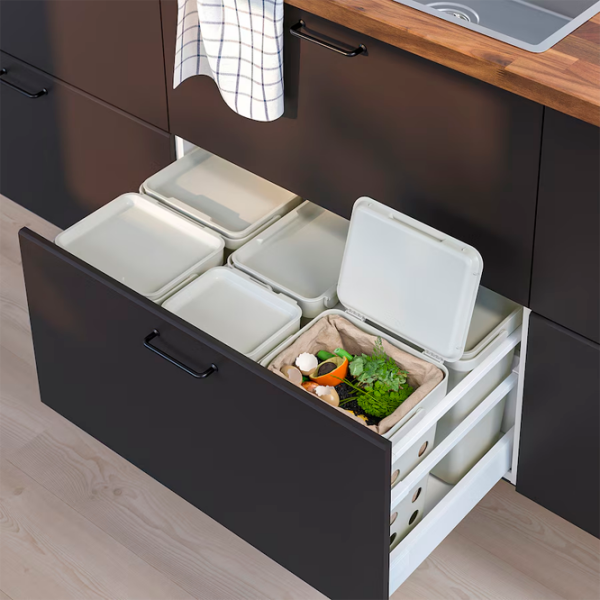 Set de sortare a deșeurilor Ikea Hallbar Gray Plastic, 53l photo 2