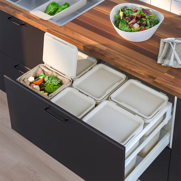 Set de sortare a deșeurilor Ikea Hallbar Gray Plastic, 53l photo 3
