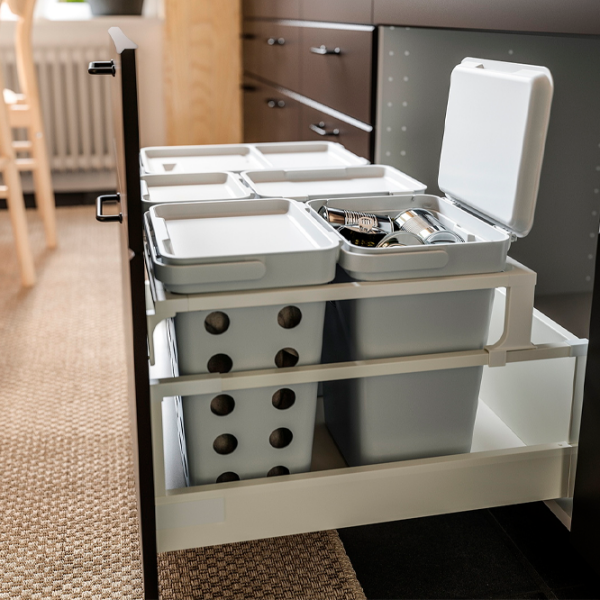 Set de sortare a deșeurilor Ikea Hallbar Gray Plastic, 44l photo 4