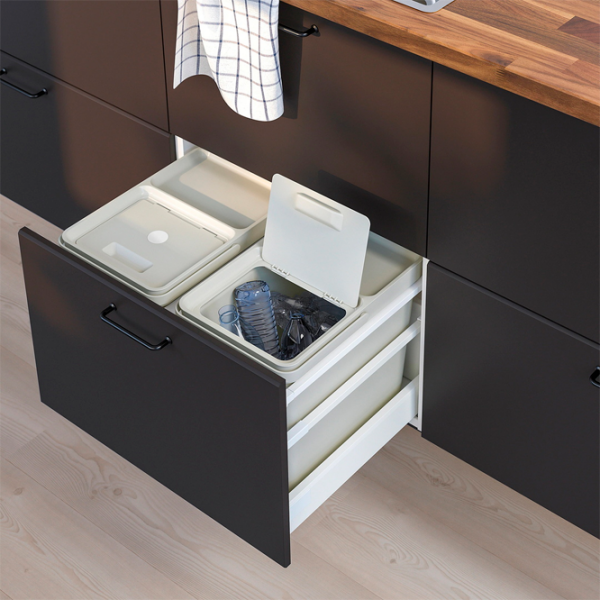 Set de sortare a deșeurilor Ikea Hallbar Gray Plastic, 44l photo 5