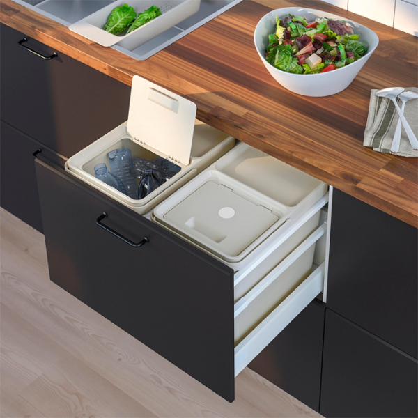 Set de sortare a deșeurilor Ikea Hallbar Gray Plastic, 44l photo 6