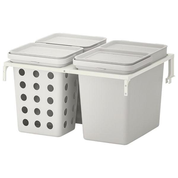 Set de sortare a deșeurilor Ikea Hallbar Gray Plastic, 42l photo 1