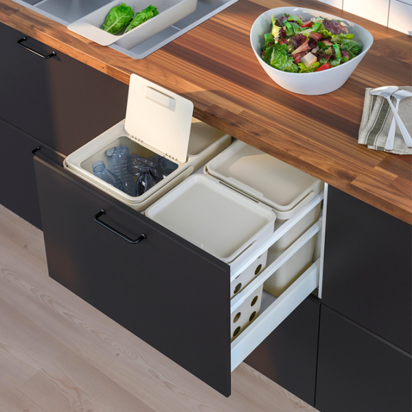 Set de sortare a deșeurilor Ikea Hallbar Gray Plastic, 42l photo 4