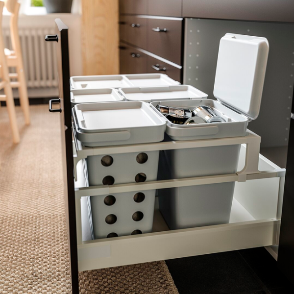 Set de sortare a deșeurilor Ikea Hallbar Gray Plastic, 42l photo 7
