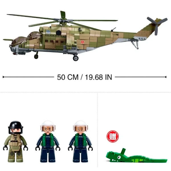 Constructor Sluban MI-24S Green Numărul de piese 893, 6+ photo 3