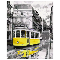 Pictură pe numere BrushMe Tramvaiul galben BS52687 50 x 40 cm, Pânză