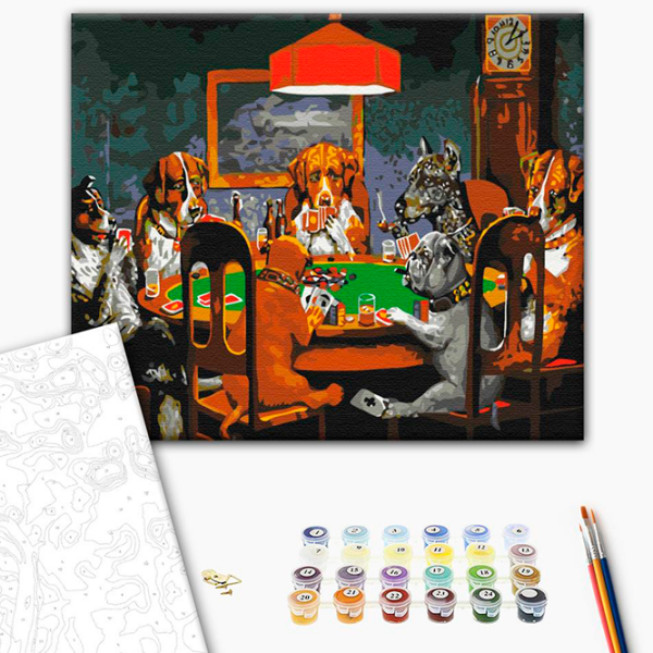 Pictură pe numere BrushMe Partidă de poker BS4026FC 50 x 40 cm, Pânză photo 3
