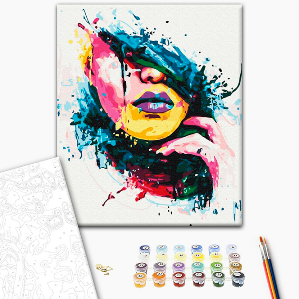 Pictură pe numere BrushMe Fată în culori BS51376FC 50 x 40 cm, Pânză photo 5