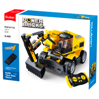Constructor cu telecomandă Sluban E7 Wheeled Excavator Yellow Numărul de piese 353, 8+