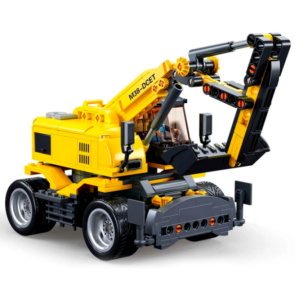 Constructor cu telecomandă Sluban E7 Wheeled Excavator Yellow Numărul de piese 353, 8+ photo 3