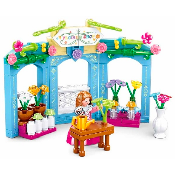 Constructor Sluban Village Flower Store Pink Numărul de piese 154, 6+ photo 2