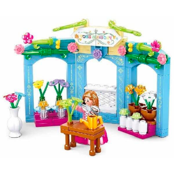 Constructor Sluban Village Flower Store Pink Numărul de piese 154, 6+ photo 5