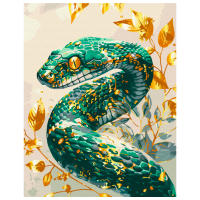 Pictură pe numere BrushMe Șarpe smarald cu culori metalizate BS54118 50 x 40 cm, Pânză