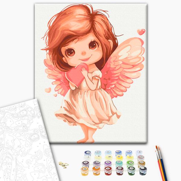 Pictură pe numere BrushMe Îngerul finuț KBS0160FC 40 x 30 cm, Pânză photo 3