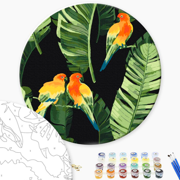 Pictură pe numere BrushMe Papagali tropicali RC00018FC 30 x 30 cm, Pânză photo 3