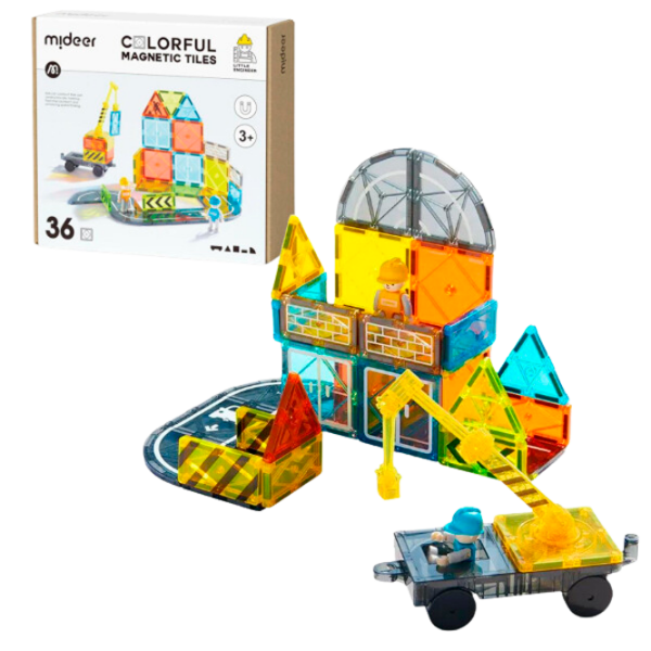 Конструктор Mideer Magnetic Tiles Желтый Количество деталей 36, 3+ photo 2
