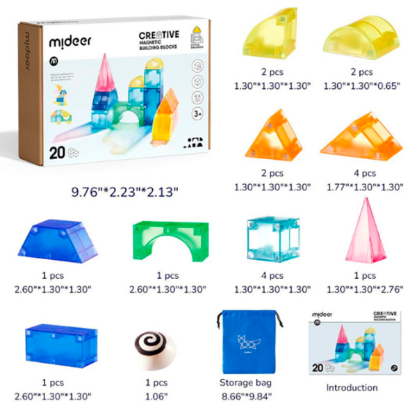 Constructor Mideer Creative Magnetic Multicolor Numărul de piese 20, 3+ photo 3