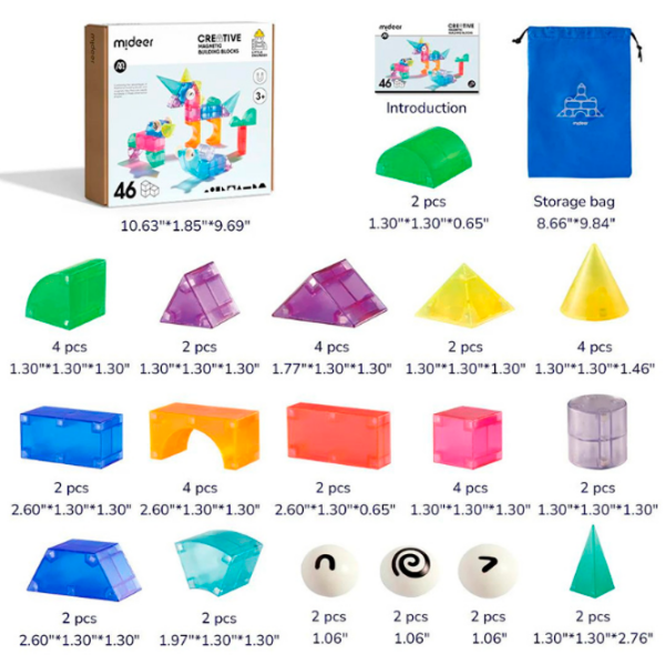 Constructor Mideer Creative Magnetic Multicolor Numărul de piese 46, 3+ photo 3