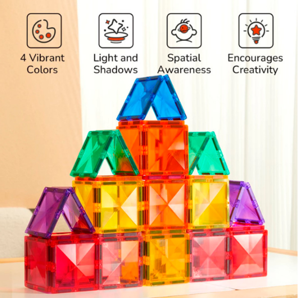 Constructor Mideer Magnetic Tiles Multicolor Numărul de piese 20, 4+ photo 6