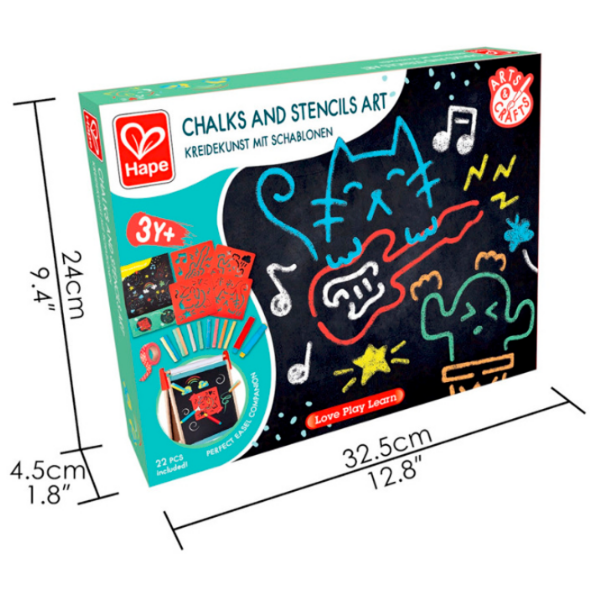 Set de creație Hape Love Play. Learn Chalks and Stencils Art E1068 Red Pentru copii, 3+ photo 6