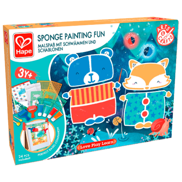 Креативный набор Hape Love Play. Learn Sponge Painting Fun E1067 Синий Для детей, 3+ photo 1