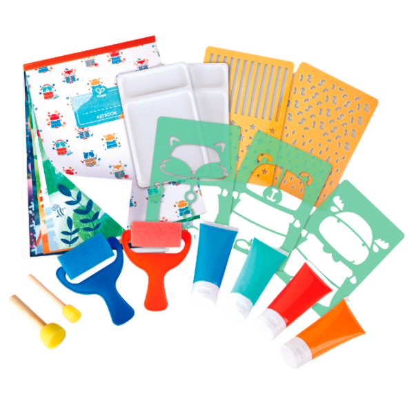 Креативный набор Hape Love Play. Learn Sponge Painting Fun E1067 Синий Для детей, 3+ photo 2