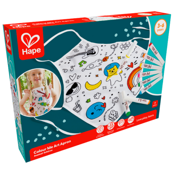 Set de creație Hape Love Play. Learn Colour Me Art Apron E2014 Blue Pentru copii, 3+ photo 1