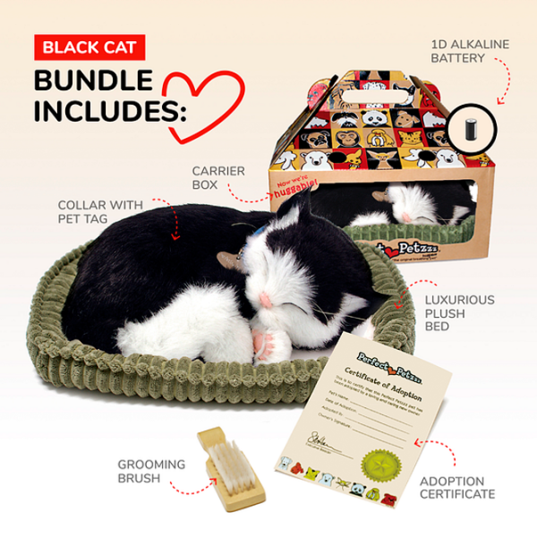 Интерактивная игрушка Perfect Petzzz Now we're huggable! Short Haired Cat 92-06 Черный Универсальный, 3+ photo 9