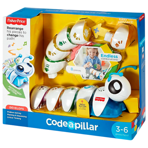 Jucărie interactivă Fisher Price Caterpillar Connect and Run K-DKT39 White Pentru copii, 3+ photo 1