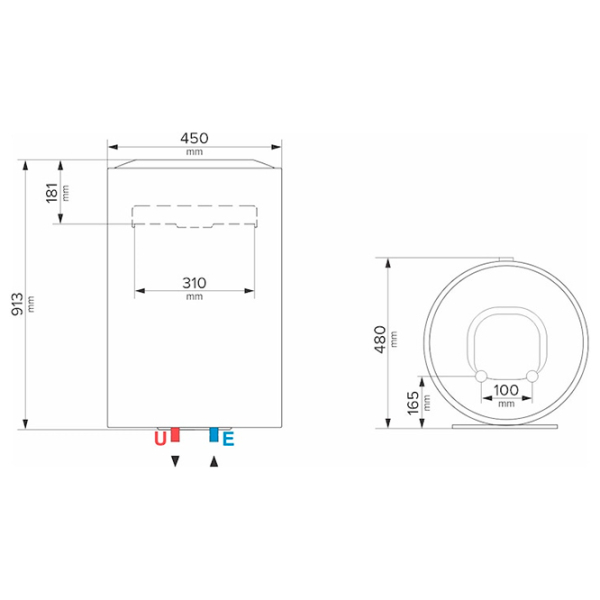 Boiler Ariston Lydos R 100V 1.8K EU White 1800 W, 100 l, «Umed», Email cu titan photo 6