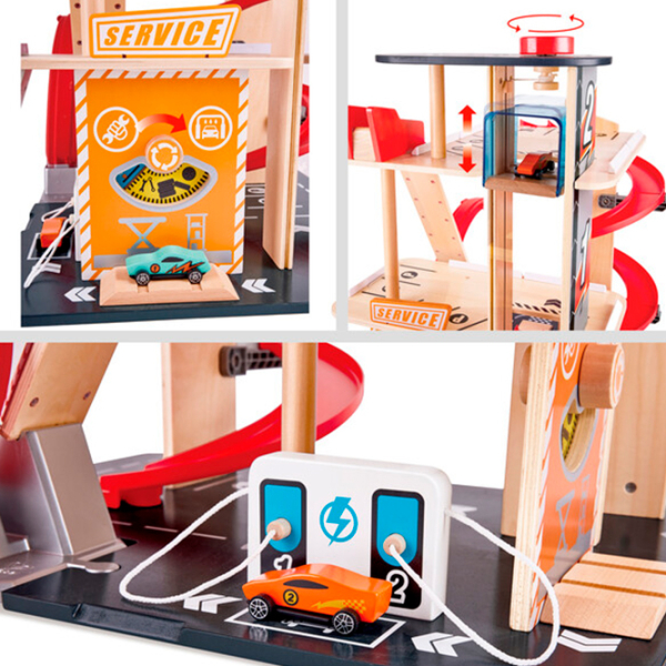 Авто-треки Hape Многоуровневая автостоянка с автотреком для трюков E3019
Wood
Красный  photo 5