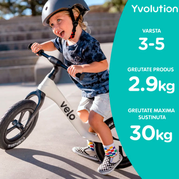Bicicletă fără pedale Yvolution Y Velo Pro 12" White Black Aluminiu / Pentru copii photo 6