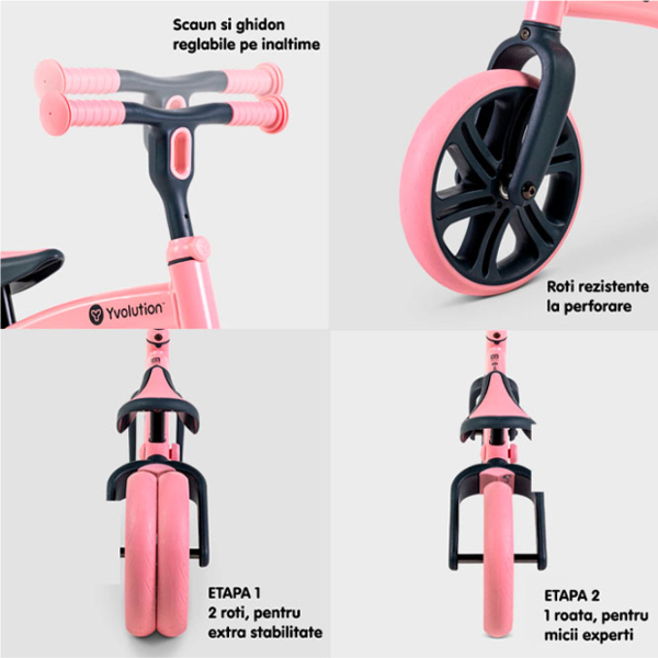 Беговел Yvolution Y Velo Junior 9" Розовый Черный Алюминий / Детский photo 4