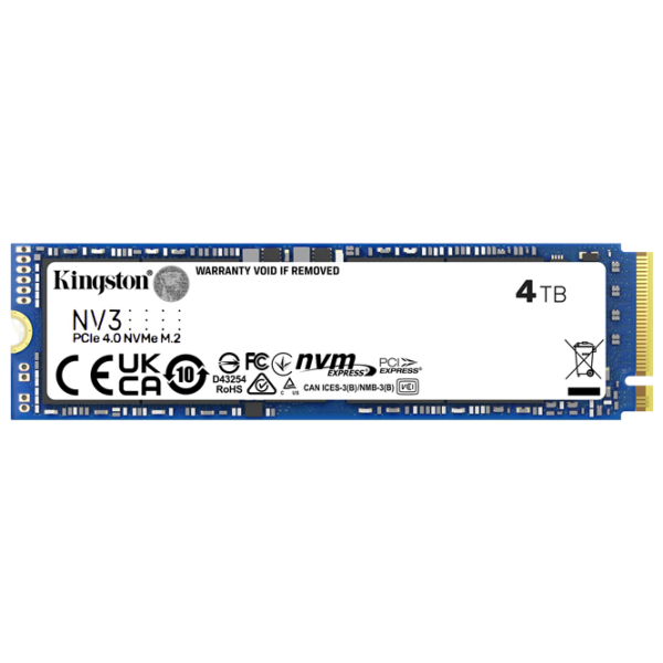 SSD Kingston NV3 M.2 NVMe 4 ТБ Скорость чтения: 6000 Мб/с,
Скорость записи: 5000 MБ/с photo 1
