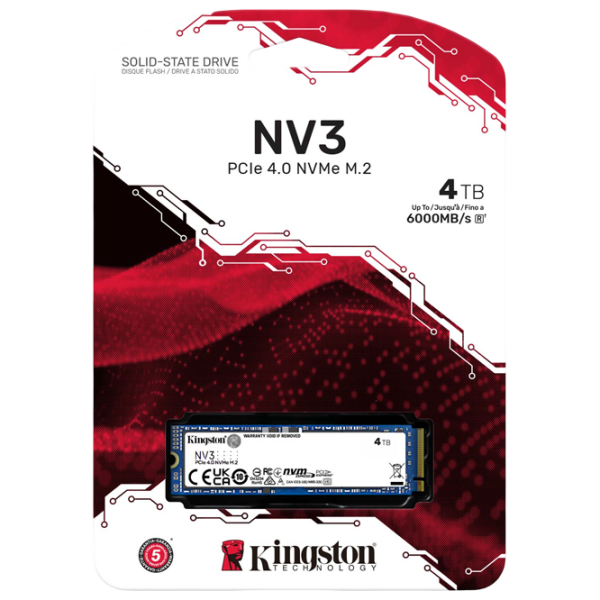 SSD Kingston NV3 M.2 NVMe 4 ТБ Скорость чтения: 6000 Мб/с,
Скорость записи: 5000 MБ/с photo 3