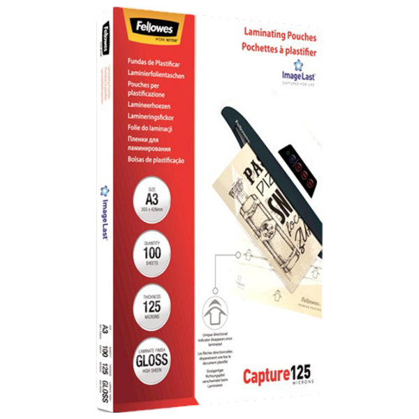 Film pentru laminator Fellowes ImageLast A3 125 Micron Gloss White A3,  photo 2