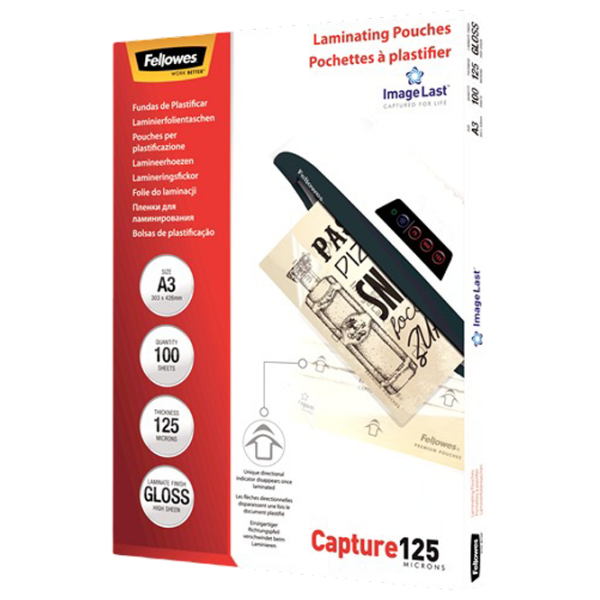 Film pentru laminator Fellowes ImageLast A3 125 Micron Gloss White A3,  photo 3