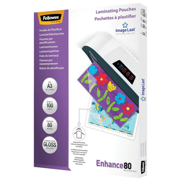 Film pentru laminator Fellowes ImageLast A3 80 Micron Gloss Transparent A3,  photo 2
